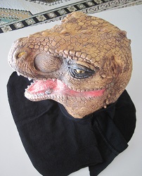 T-rex head mask with 'neck skirt'