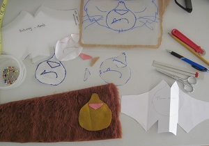 jumble of assorted materials for cosplay for Doctor T'Ana from Star Trek Lower Decks