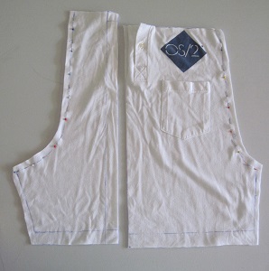 front and back pieces cut from shirt